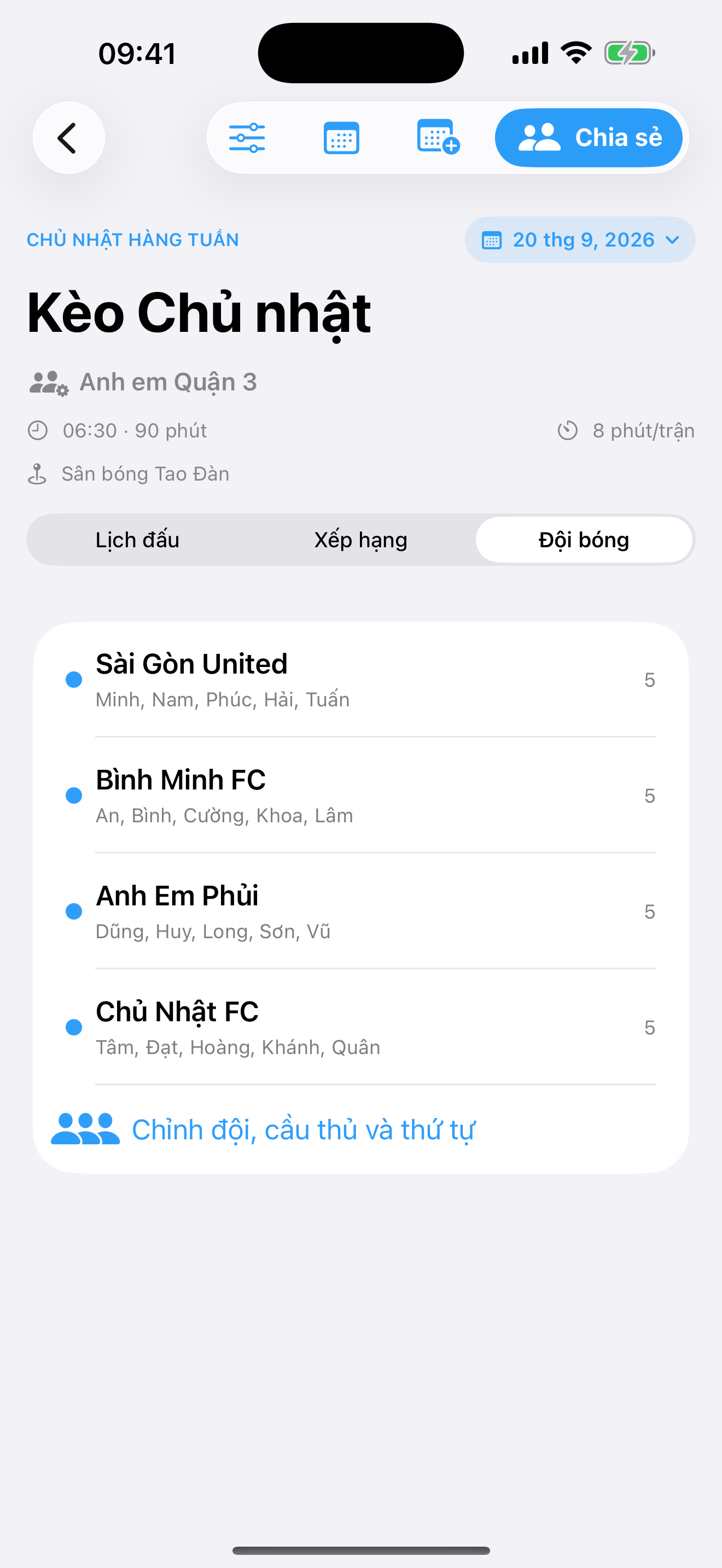 Đội bóng và cầu thủ — Phủi League